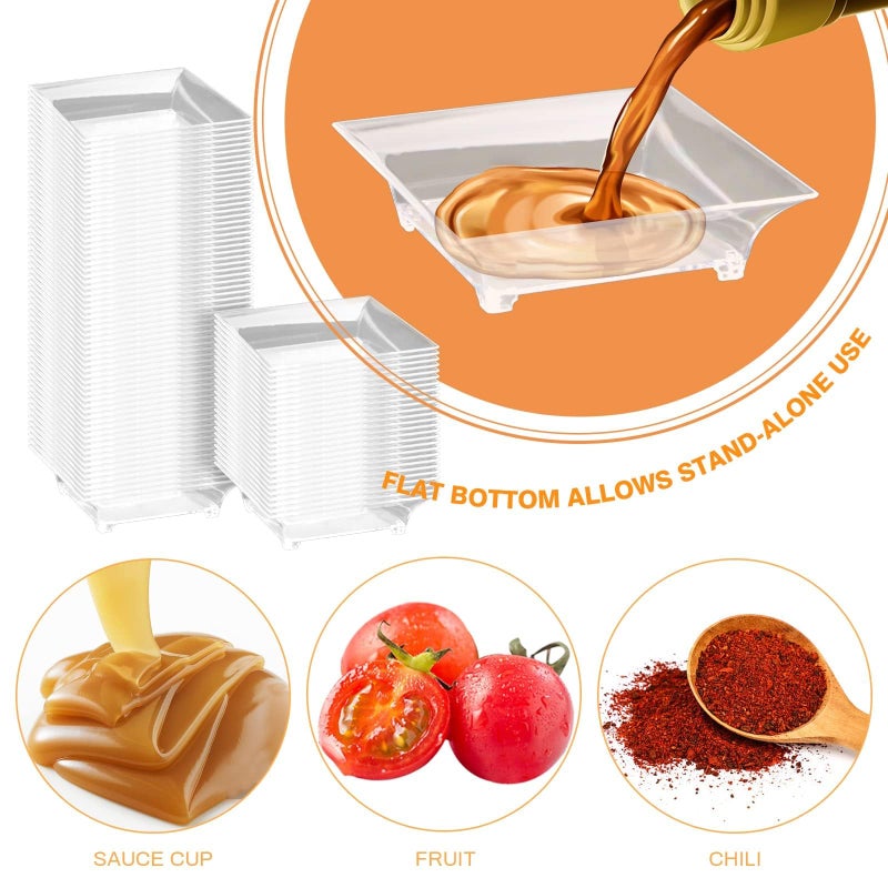 GothaBach 100 Pcs Mini Dessert Plates, 2.4'' Clear Disposable Small Plastic Tray, Mini Plastic Dish for Sauce, Dessert, Fruit or Appetizer (Style 2) - Image 4