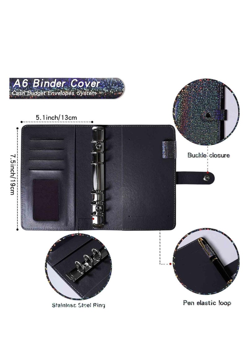 A6 Budget Binder Set with 12 Zipper Envelopes & Expense Sheets - Perfect for Cash Management & Savings, Stylish Black/Grey Design - Image 5