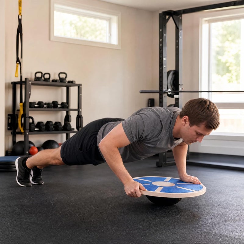 Fitvids BalanceFrom Non-Slip Wooden Wobble Balance Board Core Trainer 15.55-inch Diameter with 360 Rotation for Stability Training - Image 3