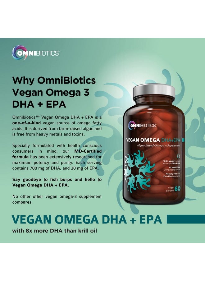 OmniBiotics - Vegan Omega Dha+Epa  Mdcertified Prenatal Dha With Epa  8X More Dha Than Krill Oil! Fishfree Omega Essential Fatty Acids Algal Omega3 Omega6 Dha Epa - Image 1