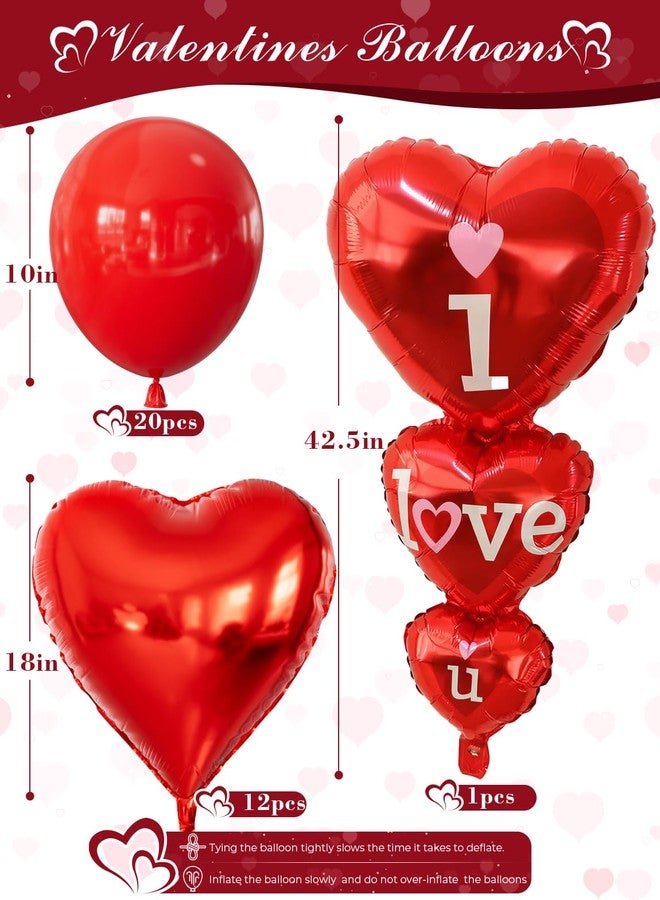 Haolongfa Happy Anniversary Decorations Set, Happy Anniversary Photo Banner, Love Balloon, Red Heart Balloons with Rose Petals, Romantic I Love You Balloons for Valentines Day, Anniversary,Wedding, Proposal - Image 2