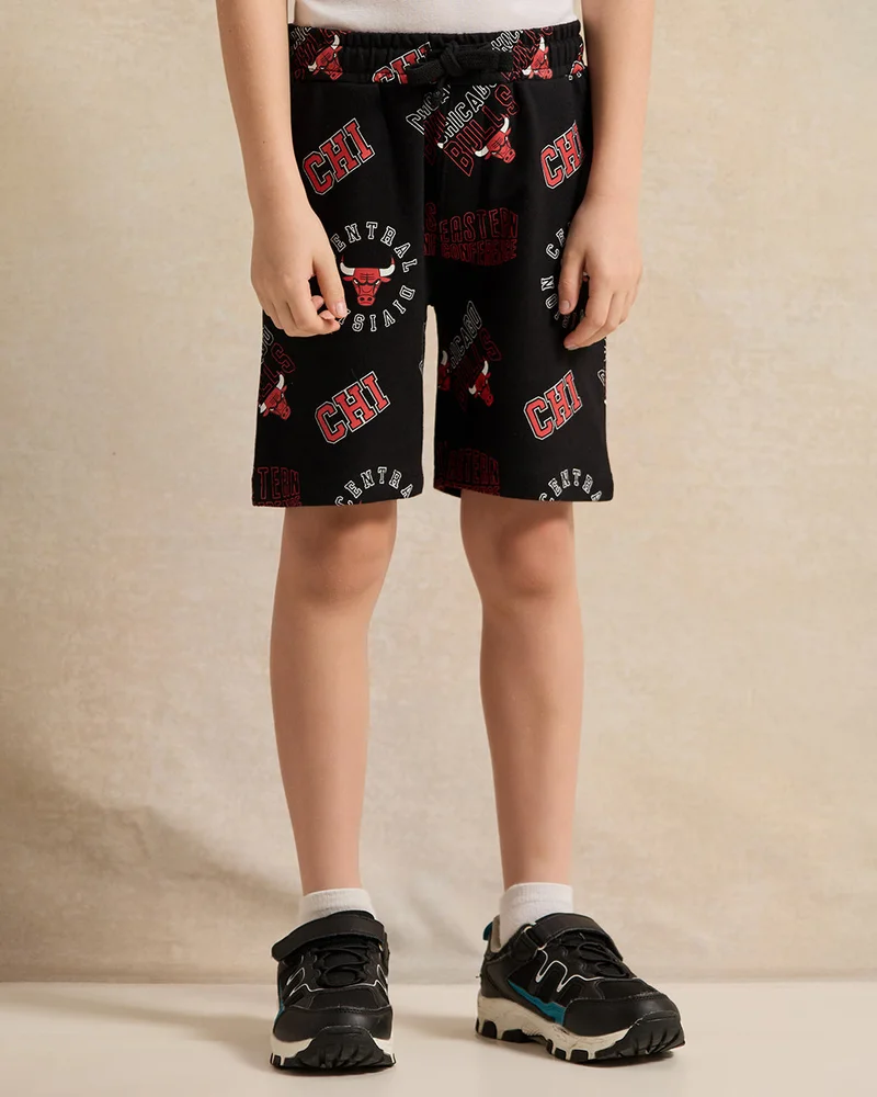 REDTAG Boys Black Chicago Bulls Shorts