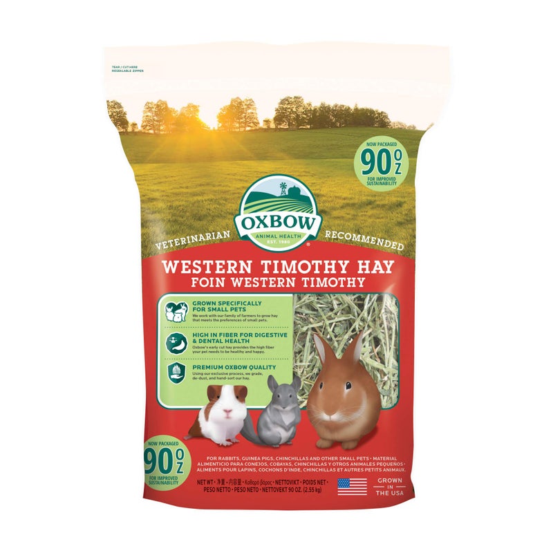 Oxbow Western Timothy Hay, Guinea Pig Hay, Small Pet Bunny Supplies, All Natural Grass for Guinea Pig, Bunny, Chinchilla & Hamster, Oxbow Rabbit Supplies for Bunnies, 90 oz. bag - Image 1