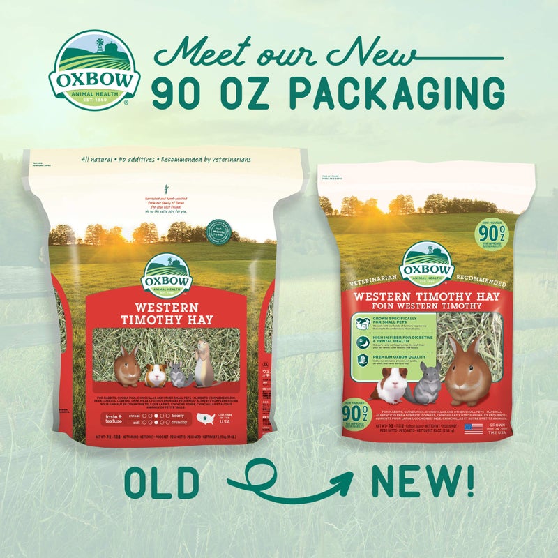 Oxbow Western Timothy Hay, Guinea Pig Hay, Small Pet Bunny Supplies, All Natural Grass for Guinea Pig, Bunny, Chinchilla & Hamster, Oxbow Rabbit Supplies for Bunnies, 90 oz. bag - Image 2