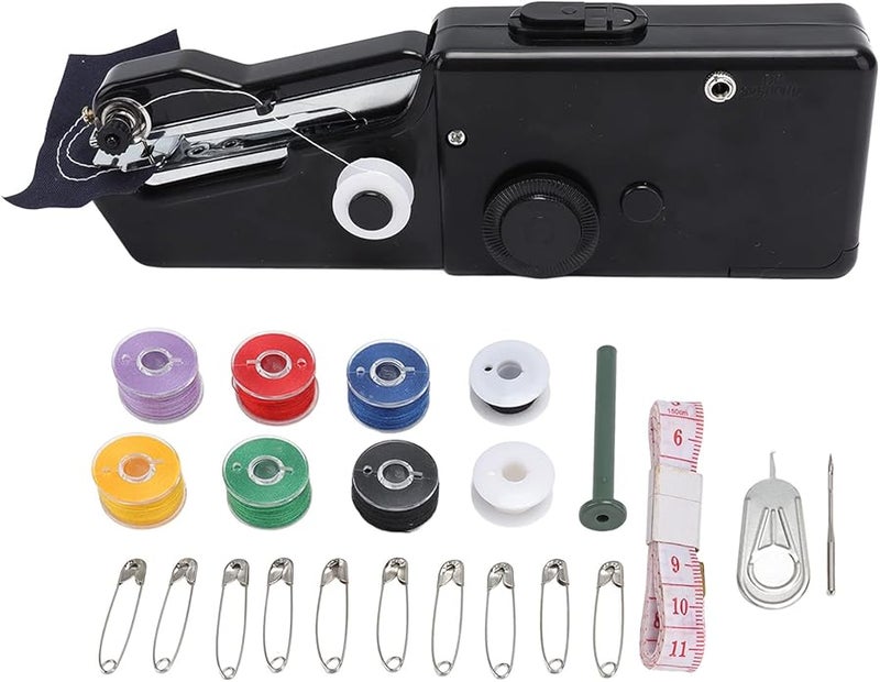 Black Handheld Sewing Machine Portable Electric Stitching Tool for Beginners Home Travel - Image 2