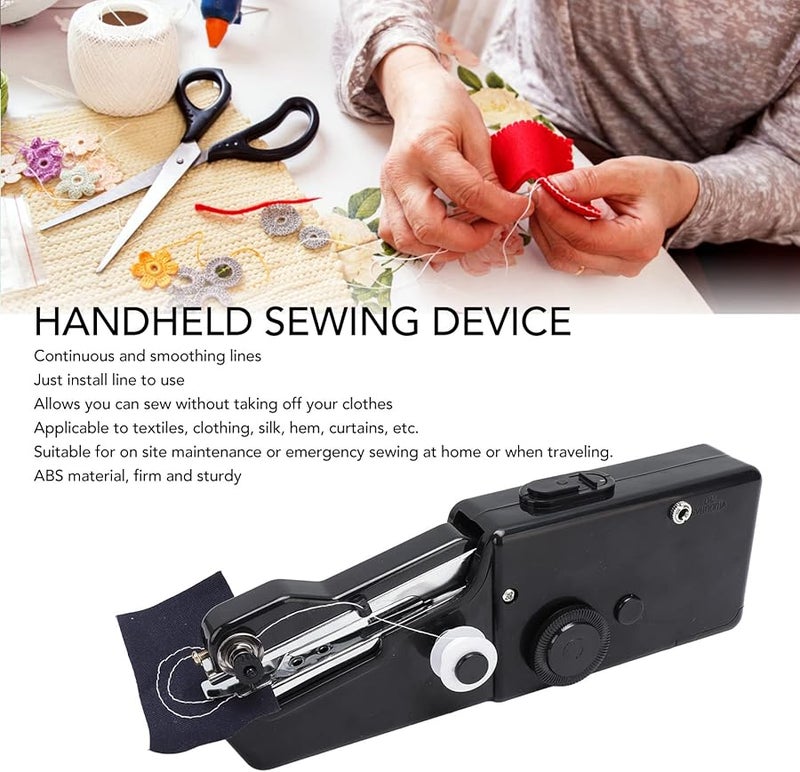 Black Handheld Sewing Machine Portable Electric Stitching Tool for Beginners Home Travel - Image 3