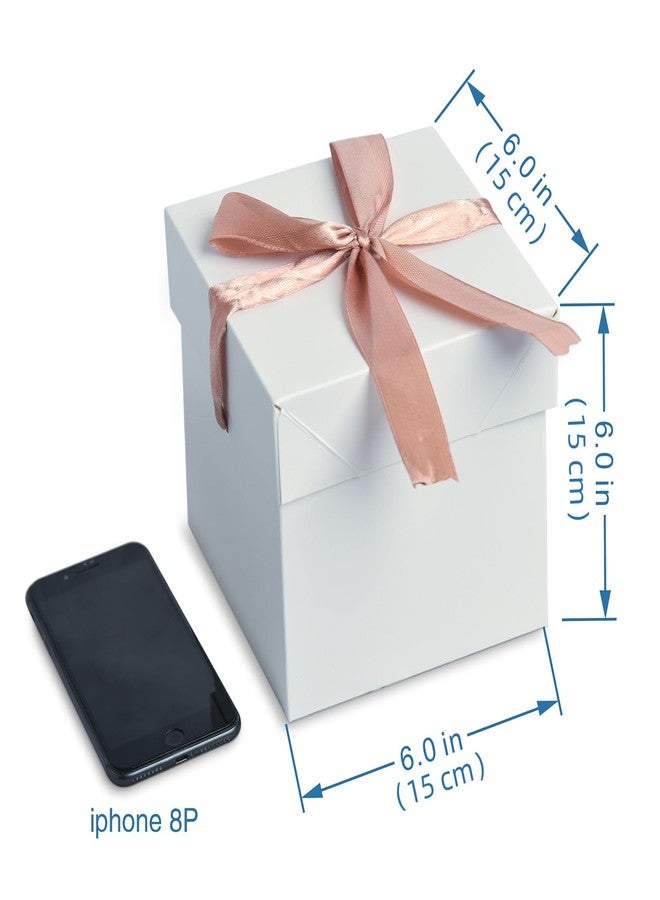علبة هدايا GP SUP مع غطاء وشريط، 12 قطعة، أبيض، 6 بوصات × 6 بوصات × 6 بوصات - Image 2