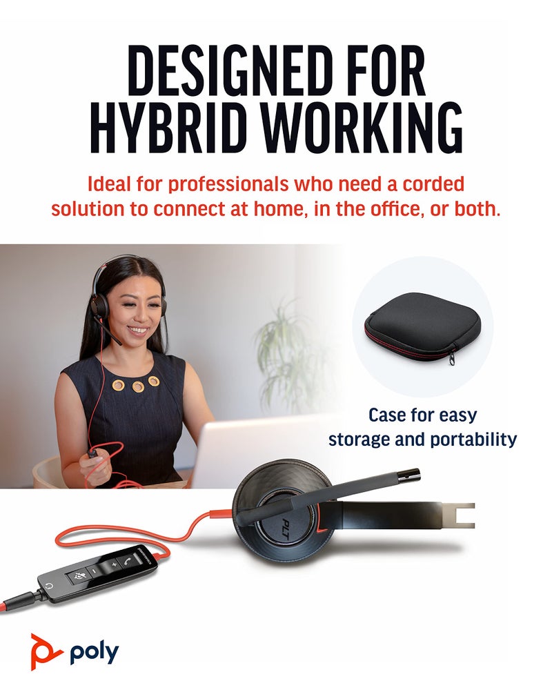 Poly - Blackwire 5220 USB-A Headset (Plantronics) - Wired, Dual Ear (Stereo) Computer Headset with Boom Mic - USB-A, 3.5 mm to connect to your PC, Mac, Tablet and/or Cell Phone - Image 2