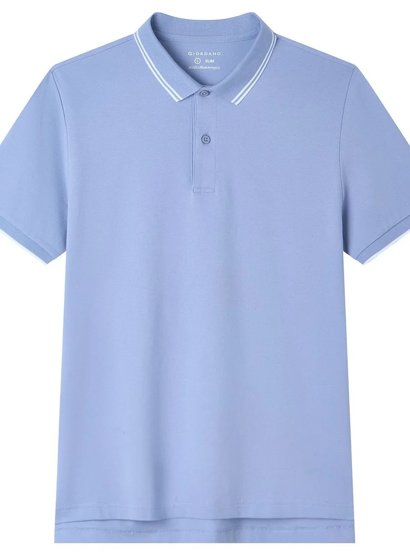 Giordano  Men’s Slim Pique Solid Polo with Flat Knit Collar for Men | Best Price UAE