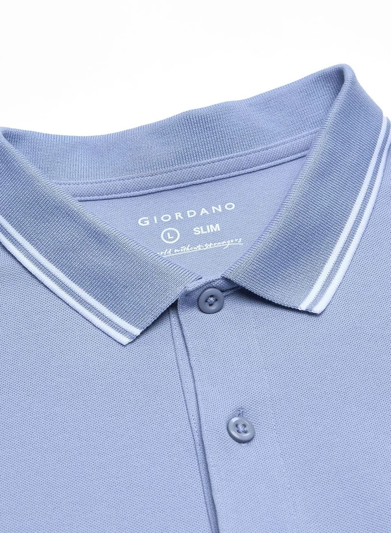 Giordano  Men’s Slim Pique Solid Polo with Flat Knit Collar for Men | Best Price UAE