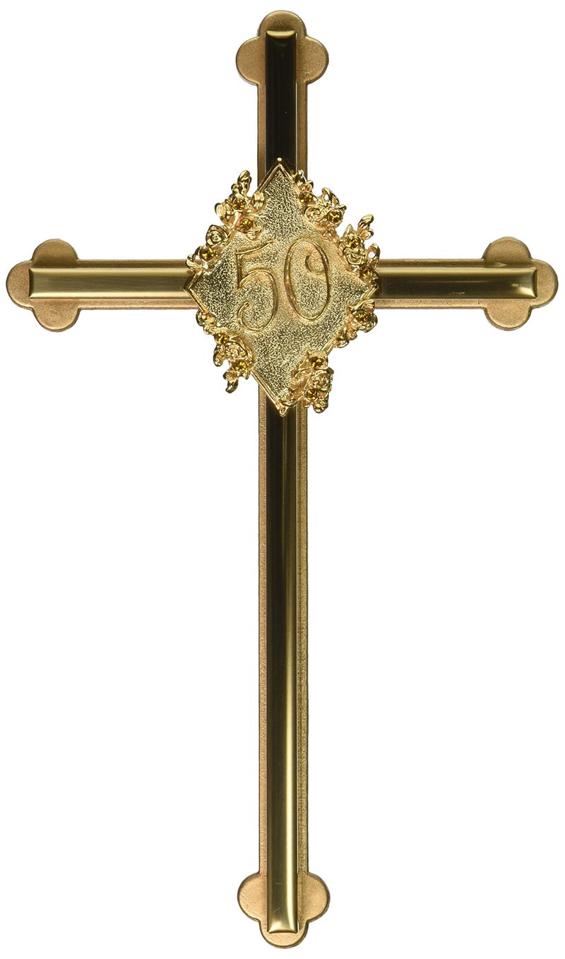 Cathedral Art Wall Cross, for Parents, Grandparents, 8-Inches, Gold Plated, by Abbey & CA Gift - Image 1