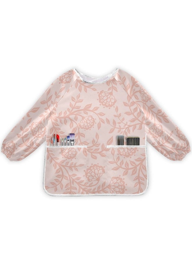 Bolaz Painting Smocks For Kids 2 4 Art Smocks Eating With Pockets Vintage Pink Floral Waterproof Long Sleeve Toddler - Image 1