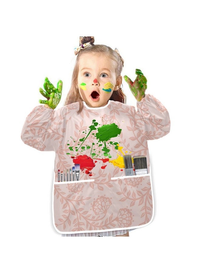 Bolaz Painting Smocks For Kids 2 4 Art Smocks Eating With Pockets Vintage Pink Floral Waterproof Long Sleeve Toddler - Image 5