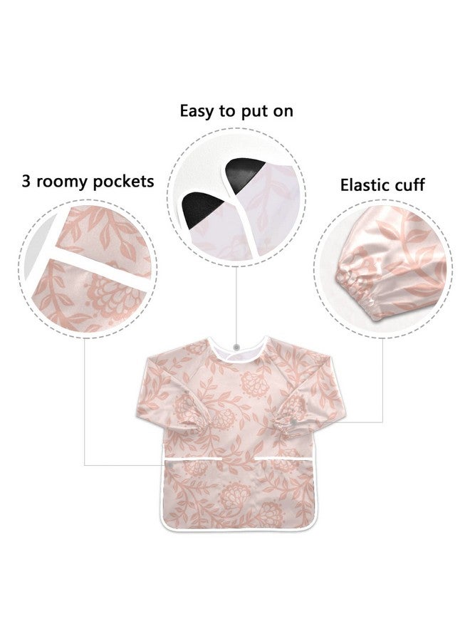Bolaz Painting Smocks For Kids 2 4 Art Smocks Eating With Pockets Vintage Pink Floral Waterproof Long Sleeve Toddler - Image 4