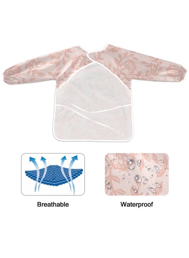 Bolaz Painting Smocks For Kids 2 4 Art Smocks Eating With Pockets Vintage Pink Floral Waterproof Long Sleeve Toddler - Image 3