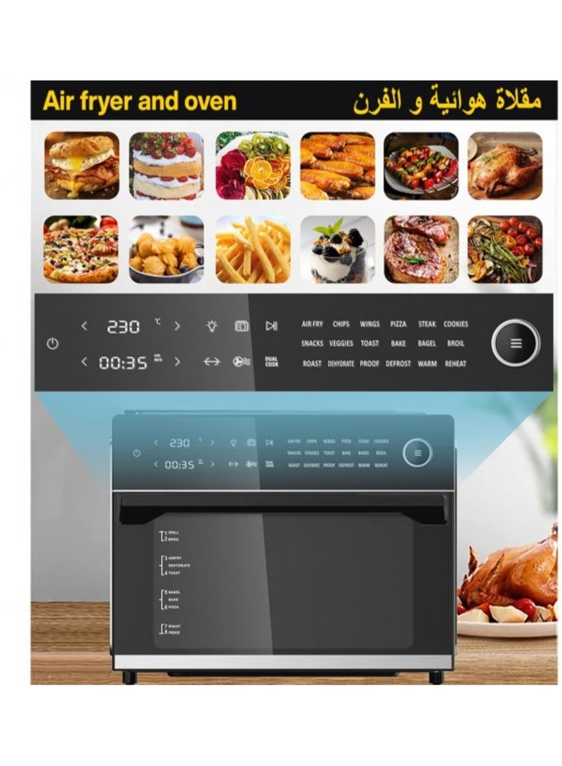 جنرال تيك Generaltec 30L Air Fryer Oven – Smart 18-in-1 Cooking, Dual Cook Function, LED Touch Screen, Turbo Hot Air, Double Glass Door, 7 Accessories, Dishwasher-Safe, Healthy Frying - GKA40AF 30 L 1800 W GKA40AF Black - Image 5