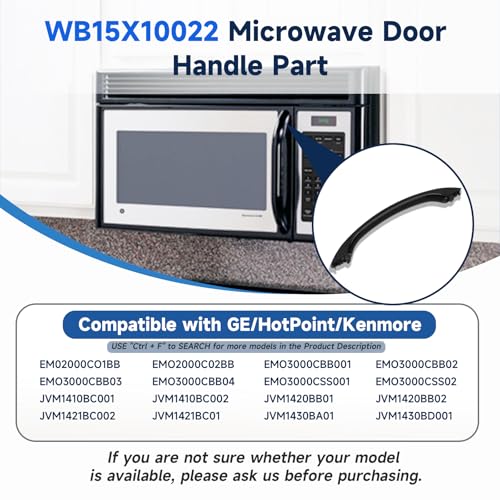MOHTOL WB15X10022 Microwave Door Handle Black Compatible with GE HotPoint Microwave Door Handle Part JVM1410BC001 JVM1430BD001 JVM1440BD001, Replacement WB15X10083 AP2021173 245428 PS232102 EAP232102 - Image 4
