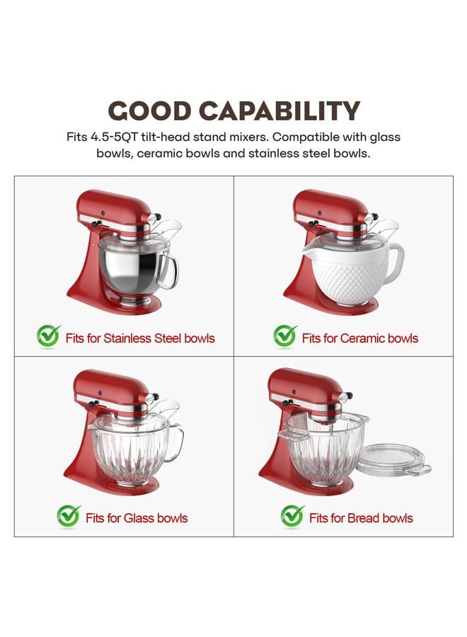 FOCOllK Pouring Shield for KitchenAid 4.5-5QT Mixer Bowl (Stainless Steel, Glass, Ceramic) and Flex Edge Beater for Kitchenaid Mixer, 4.5-5 QT Tilt-Head for Kitchenaid Mixer Attachments - Image 5