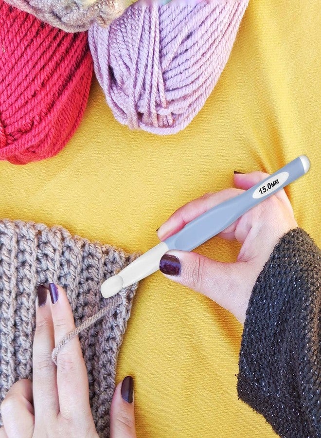 Hariendny 15mm Large Size Crochet with Ergonomiv Handle, Long Rubber Handle Crochet Hook, Knitting Giant Crochet Hooks for Chunky Yarn, Scarf, DIY, Wool Products(15MM) - Image 4