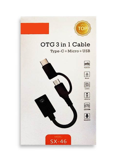 تحويل ل Usb 3 في 1 متعدد الوظائف موسع OTG كابل للهاتف المحمول نموذج SX-46 ل فلاشة مزودة بفتحة يو إس بي نقل البيانات بسرعة