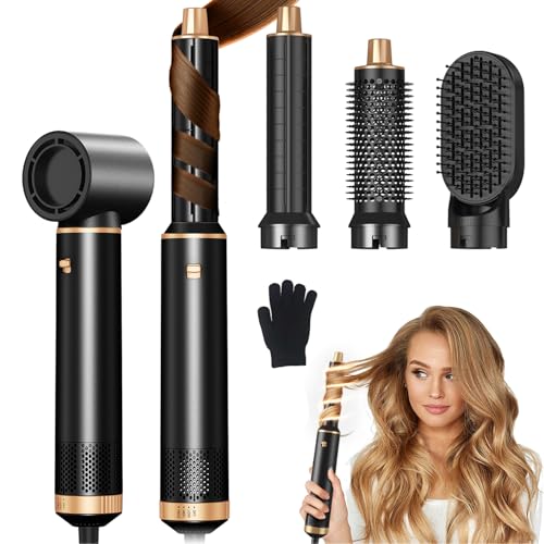 JINYAWA Hair Dryer Brush 5 in 1, Hot Air Brush Air Curler, Air Styler Hair Styler Without Heat Damage, Multistyler Blow Dryer Brush, Powerful Hair Styling Tools for Drying,Curl,Volumize and Straighten - Image 1
