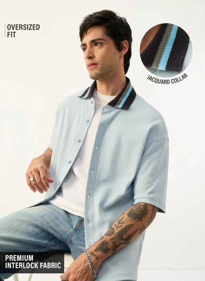 The Souled Store  The Souled Store Men Casual Oversized Shirt with Contrast Collar  | Best Price UAE