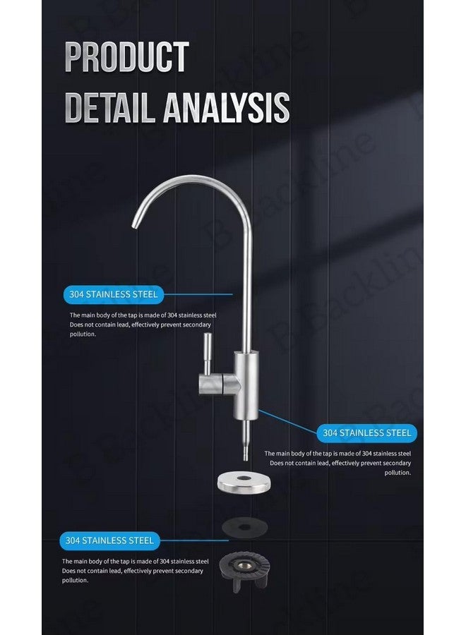 B BACKLINE صنبور مياه RO من B Backline مصفاة مياه 304 من الفولاذ المقاوم للصدأ لصنبور حوض المطبخ قابل للدوران 360 درجة | صنبور RO تحت الحوض لجميع مصفاة مياه RO (نيكل مصقول) - Image 4