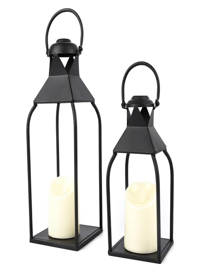 Pibeyer Modern Lantern Decor Indoor,Black Metal Lanterns Outdoor,Decorative Candles Lanterns for Living Room,Home,Farmhouse,Porch,Patio,Fireplace,Table,Floor,Fall,Christmas,Holiday - Image 1