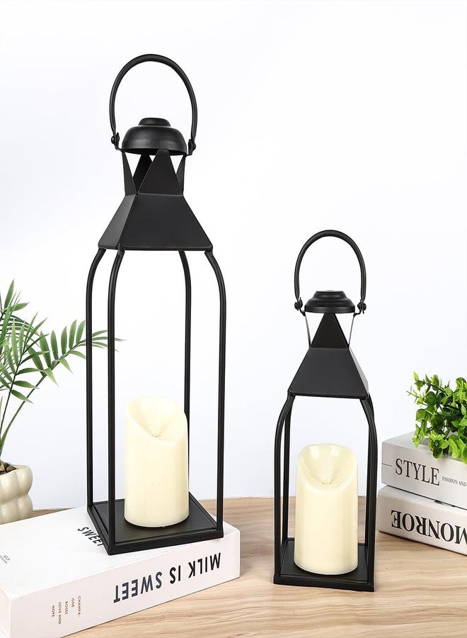 Pibeyer Modern Lantern Decor Indoor,Black Metal Lanterns Outdoor,Decorative Candles Lanterns for Living Room,Home,Farmhouse,Porch,Patio,Fireplace,Table,Floor,Fall,Christmas,Holiday - Image 4