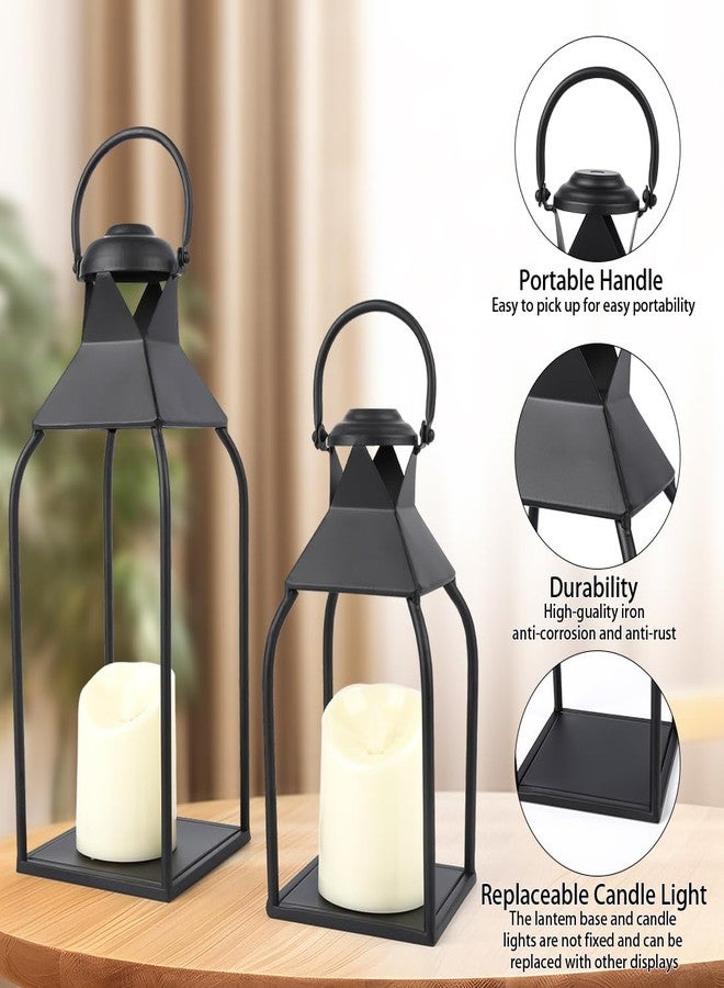 Pibeyer Modern Lantern Decor Indoor,Black Metal Lanterns Outdoor,Decorative Candles Lanterns for Living Room,Home,Farmhouse,Porch,Patio,Fireplace,Table,Floor,Fall,Christmas,Holiday - Image 3
