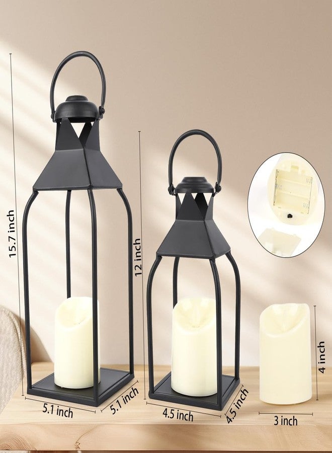 Pibeyer Modern Lantern Decor Indoor,Black Metal Lanterns Outdoor,Decorative Candles Lanterns for Living Room,Home,Farmhouse,Porch,Patio,Fireplace,Table,Floor,Fall,Christmas,Holiday - Image 2