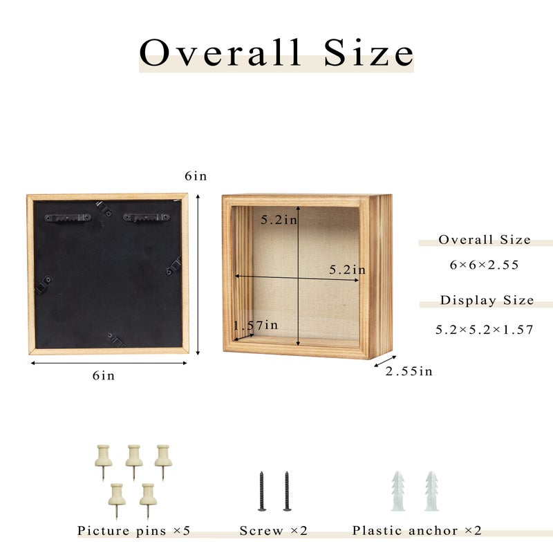 Increased Fire Shadow Box Frame 6x6 Shadow Box Display Case with Linen Back of Awards Memorabilia Flower, Pictures, Keepsakesã€Bouquetã€Medals and More Photos Memory Box - Image 5