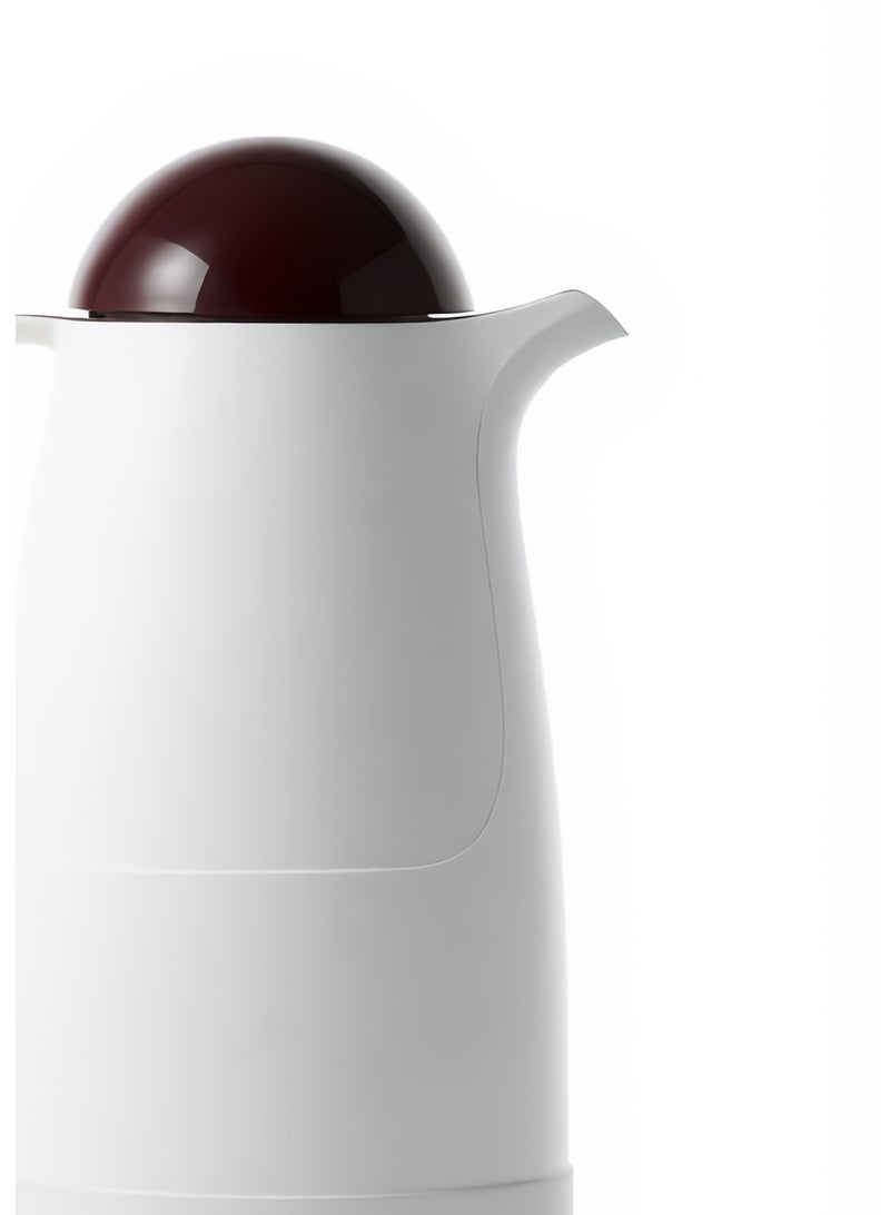 Bisbell Nova White Vacuum Flask 1.0L Double Wall Glass Liner Thermal Coffee & Tea Pot, 18-Hour Hot & Cold Insulation, Leak-Proof Lid, White & Brown - Image 4