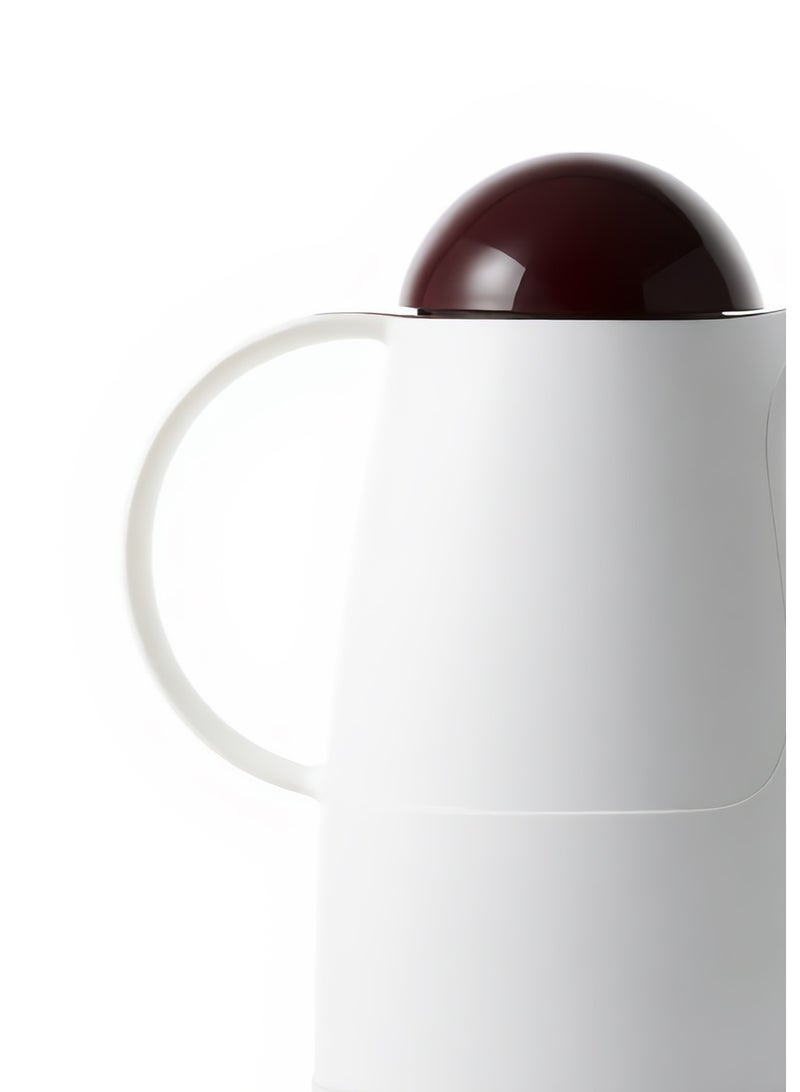 Bisbell Nova White Vacuum Flask 1.0L Double Wall Glass Liner Thermal Coffee & Tea Pot, 18-Hour Hot & Cold Insulation, Leak-Proof Lid, White & Brown - Image 5