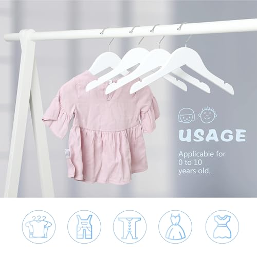 TOPIA HANGER Kids Wooden Hangers 20 Pack Wood Baby Children Hangers Clothes Dress Shirt Hangers 360 Stronger Flexible Hook Extra Smoothly Cut Notches White CT09W20 - Image 3