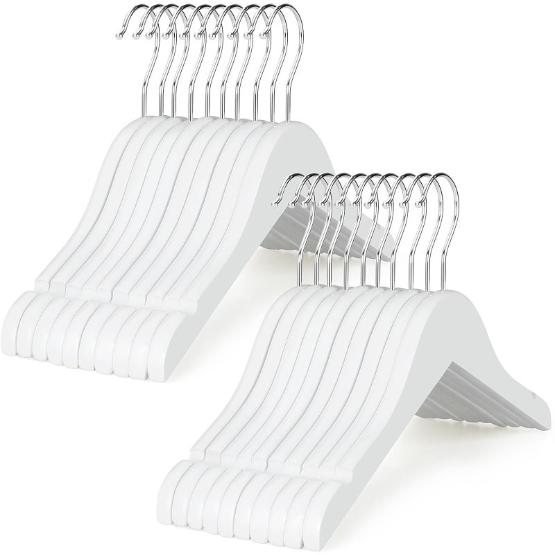 TOPIA HANGER Kids Wooden Hangers 20 Pack Wood Baby Children Hangers Clothes Dress Shirt Hangers 360 Stronger Flexible Hook Extra Smoothly Cut Notches White CT09W20 - Image 2
