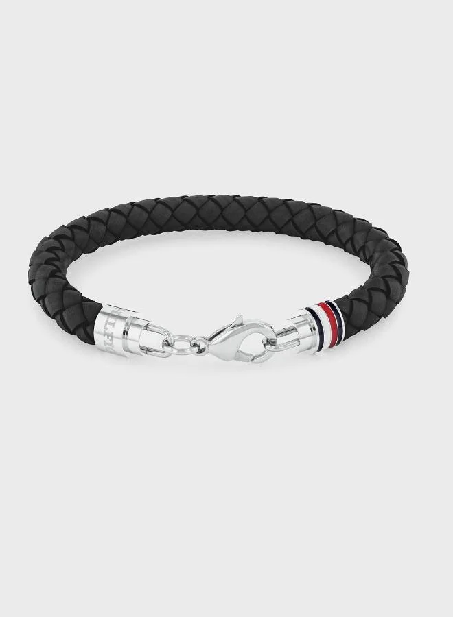TOMMY HILFIGER Mens Leather Bracelet Black - 2790545