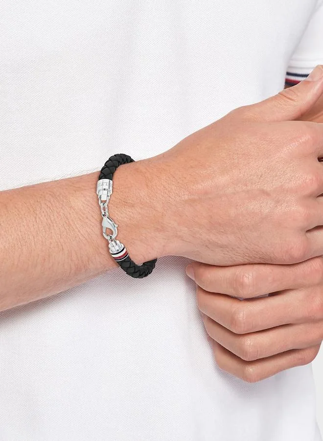 TOMMY HILFIGER Mens Leather Bracelet Black - 2790545