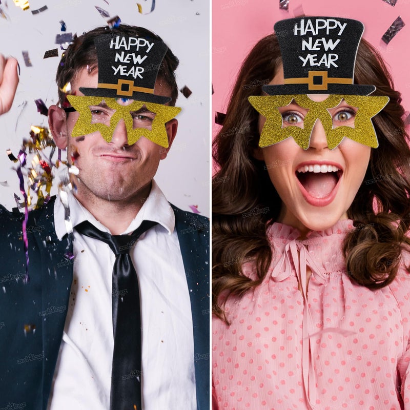 Zest 4 Toyz Zest 4 Toyz New Year Eve Party Supplies 2024, Happy New Year Goggle, Gold Black Hats, Top Crown Tiaras (Pack of 3) - Image 4