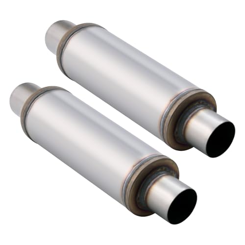 Piclafe 2.5 Inch Exhaust Muffler, 2.5" Inlet/Outlet 20" Overall Length Resonator, Stainless Steel Straight Through Design Performance Muffler, 2 PCS - Image 1