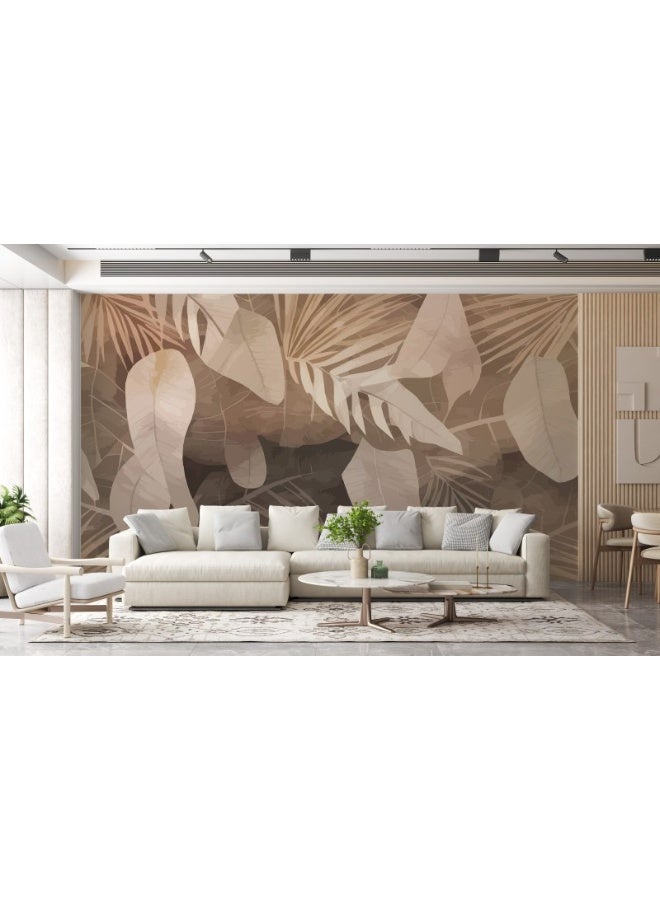 Home Gallery Seamless Pattern With Tropical Palm Leaves  Fabric Wallpaper Covers An Area ​​Up To 4.2Mx3M With Adhesive  And Smoothing Tool - Image 1