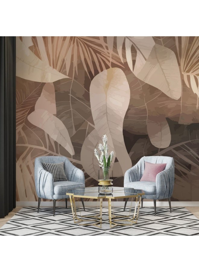 Home Gallery Seamless Pattern With Tropical Palm Leaves  Fabric Wallpaper Covers An Area ​​Up To 4.2Mx3M With Adhesive  And Smoothing Tool - Image 4