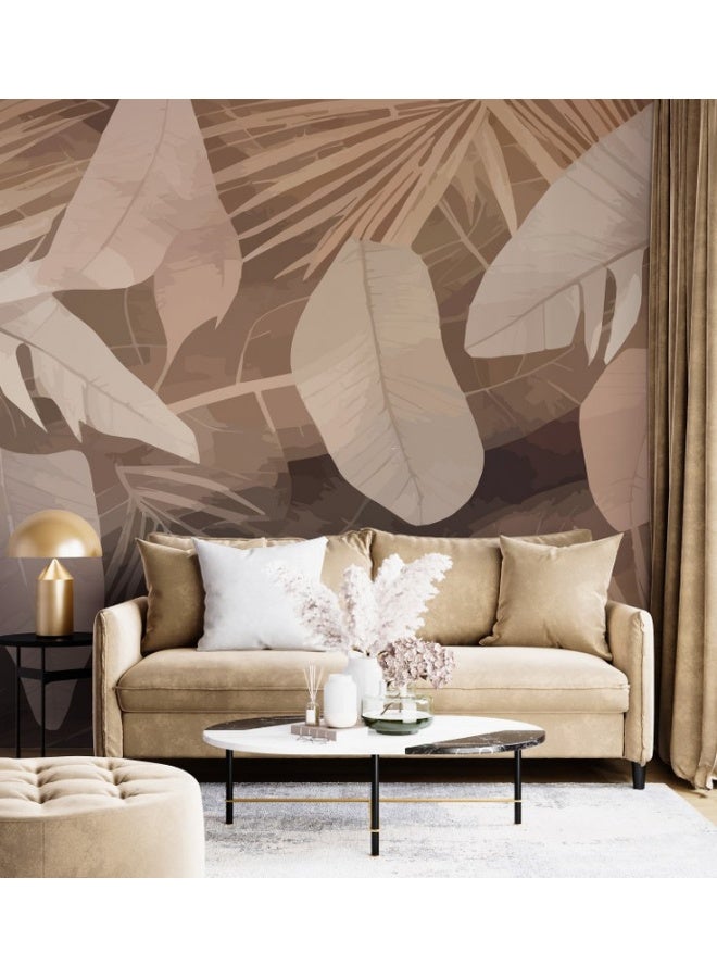 Home Gallery Seamless Pattern With Tropical Palm Leaves  Fabric Wallpaper Covers An Area ​​Up To 4.2Mx3M With Adhesive  And Smoothing Tool - Image 2