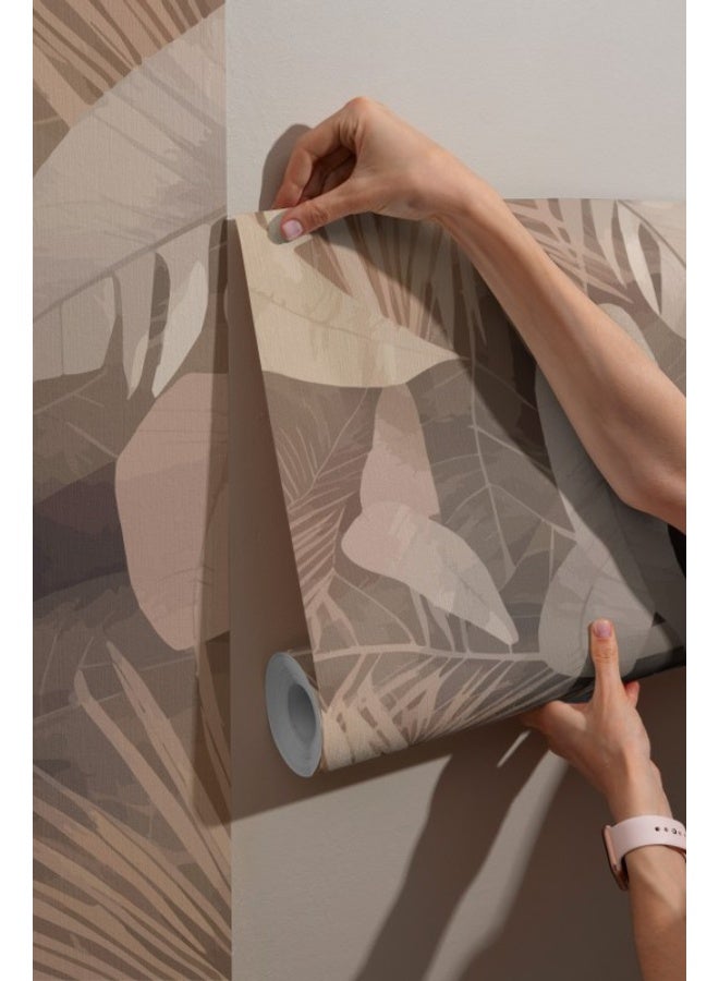 Home Gallery Seamless Pattern With Tropical Palm Leaves  Fabric Wallpaper Covers An Area ​​Up To 4.2Mx3M With Adhesive  And Smoothing Tool - Image 3