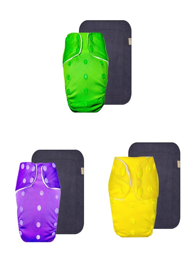 Dumbledo Premium Cloth Diaper with Gray Insert (Pack of 3) | Hypoallergenic | Reusable & Washable | Easy to Clean | Perfect for Indian Summers | 3 Months - 3 Years | Unisex Baby