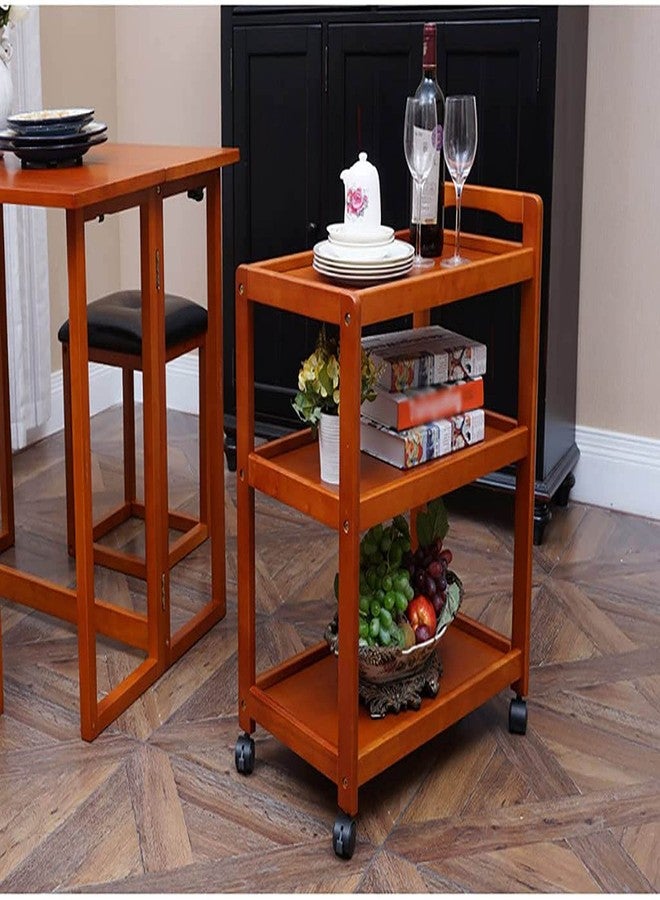 ADVRZO 3 Tier Serving Cart Wooden Food Beverages Kitchen Trolley for Kitchen, Living Room, with Wheels - Image 3