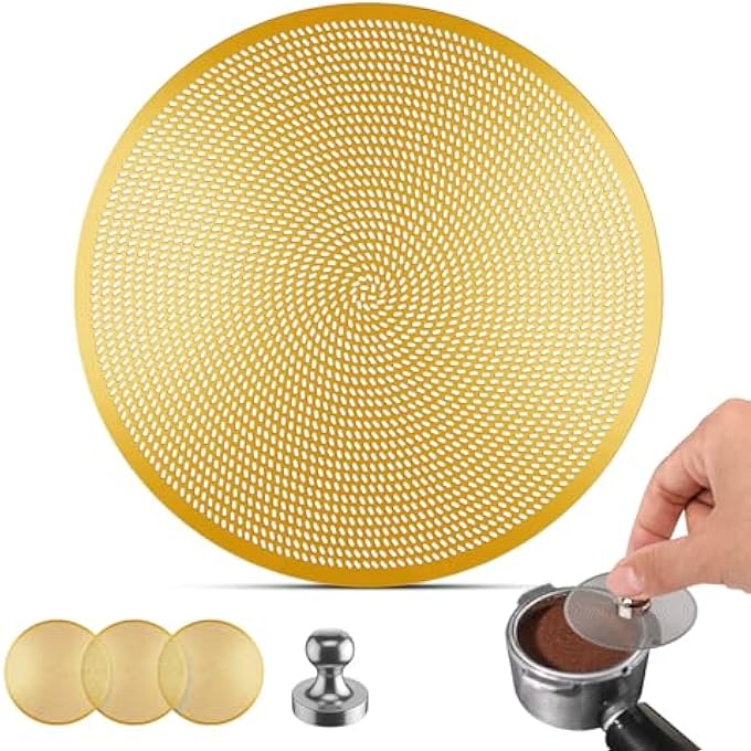rayihni 3 Pcs 51Mm Espresso Puck Screen 02Mm Ultra Thin Puck Screen Metal Reusable Coffee Filter Compatible With Espresso Machine 51Mm Portafilter Basket Golden