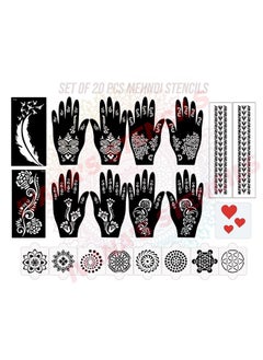 ivana's Set Of 20 Pcs Combo Pack, Reusable Mehandi Design Sticker Stencils For Both Hand | Mehandi Stickers Design For Hands | Quick And Easy To Use, For Girls, Women, Kids & Teen, D-2126  - Image 1