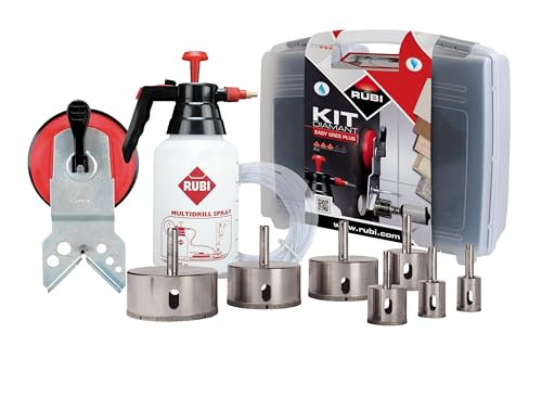 Rubi طقم روبي كيت إيزي جريس بلس – مجموعة كاملة من رؤوس الحفر الماسية مع دليل مالتي دريل، خزان ماء، و 7 قطع دقيقة للبلاط السيراميكي، الرخام، الجرانيت، والزجاج – مجموعة أدوات احترافية - Image 4
