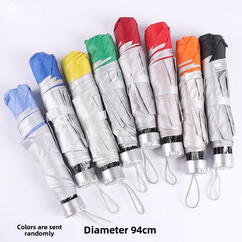 Large Automatic Folding Umbrella Sunblock UV Protection Manual 7-Bone Silver Glue Umbrella-Mixed Color 